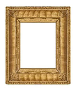 Beyaz arkaplanda izole edilmiş resimler, aynalar veya fotoğraf için altın çerçeve