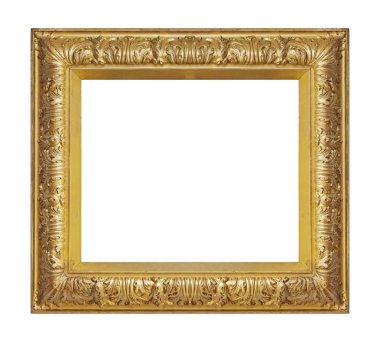Beyaz arkaplanda izole edilmiş resimler, aynalar veya fotoğraf için altın çerçeve