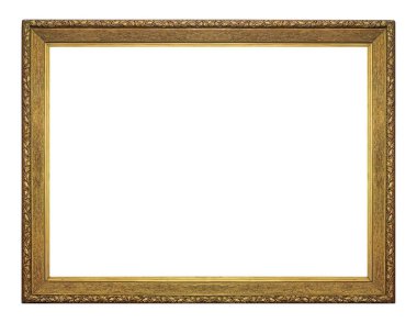 Beyaz arkaplanda izole edilmiş resimler, aynalar veya fotoğraf için altın çerçeve