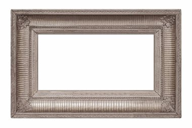 Beyaz arkaplanda izole edilmiş resimler, aynalar veya fotoğraf için panoramik gümüş çerçeve