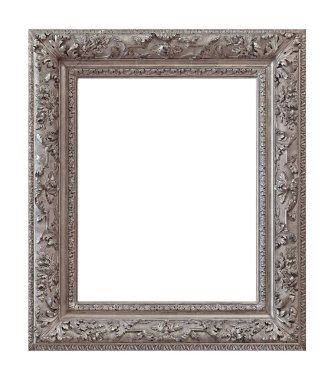 Beyaz arka planda izole edilmiş resimler, aynalar ya da fotoğraf için gümüş çerçeve. Kırpma yolu ile tasarım ögesi