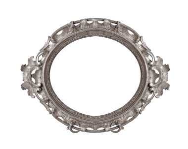 Beyaz arka planda izole edilmiş resimler, aynalar ya da fotoğraf için gümüş çerçeve. Kırpma yolu ile tasarım ögesi