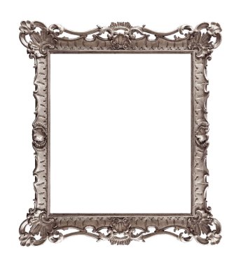 Beyaz arka planda izole edilmiş resimler, aynalar ya da fotoğraf için gümüş çerçeve. Kırpma yolu ile tasarım ögesi