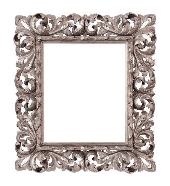 Beyaz arka planda izole edilmiş resimler, aynalar ya da fotoğraf için gümüş çerçeve. Kırpma yolu ile tasarım ögesi