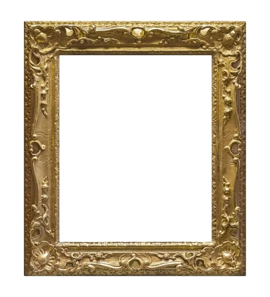 Золотая Рамка Картин Зеркал Фотографий Белом Фоне — стоковое фото