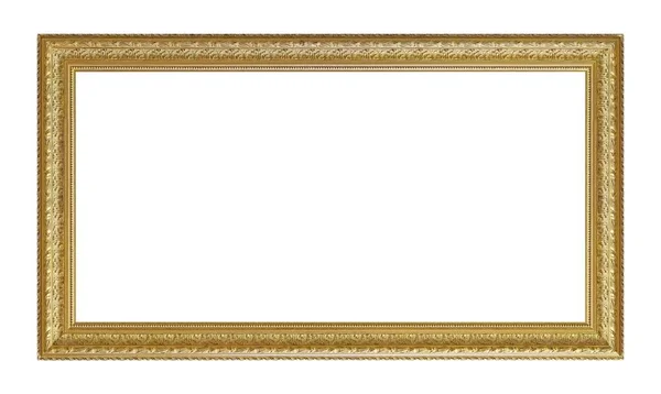 Panoramisk Gyllene Ram För Målningar Speglar Eller Foto Isolerad Vit — Stockfoto