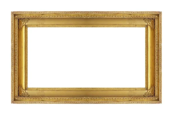 Panoramic Golden Frame Paintings Mirrors Photo Isolated White Background — Stock Photo, Image