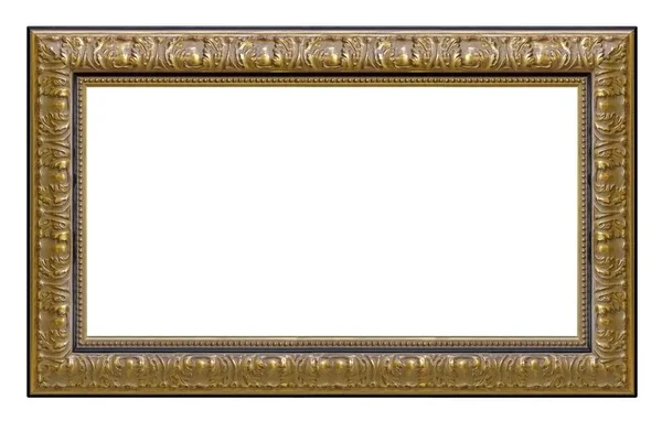 Panoramic Golden Frame Paintings Mirrors Photo Isolated White Background — Stock Photo, Image