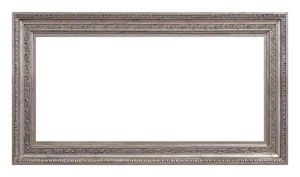 Panoramic Silver Frame Paintings Mirrors Photo Isolated White Background — Stock Photo, Image