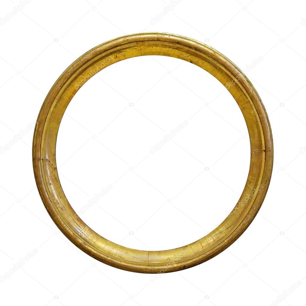 Golden frame for paintings, mirrors or photo isolated on white background