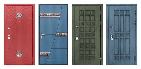 Conjunto De Modelos De Puertas Metálicas De Entrada Aisladas Sobre Fondo  Blanco Imagen de archivo - Imagen de puerta, frente: 223649527