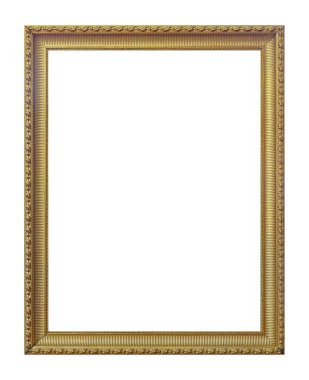 Beyaz arkaplanda izole edilmiş resimler, aynalar veya fotoğraf için altın çerçeve