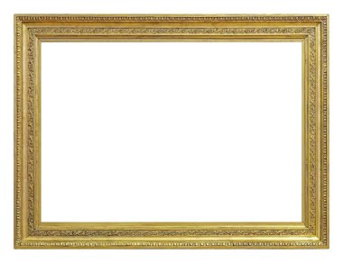 Beyaz arkaplanda izole edilmiş resimler, aynalar veya fotoğraf için altın çerçeve