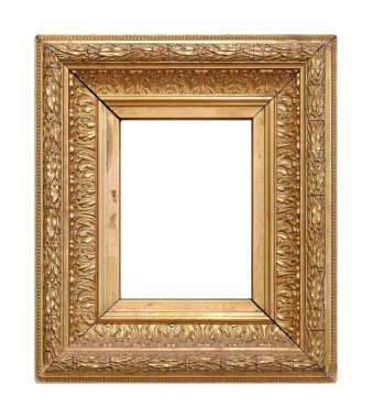 Beyaz arkaplanda izole edilmiş resimler, aynalar veya fotoğraf için altın çerçeve