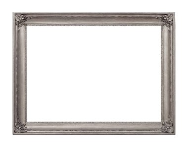 Beyaz arkaplanda izole edilmiş resimler, aynalar veya fotoğraf için gümüş çerçeve