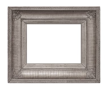 Beyaz arkaplanda izole edilmiş resimler, aynalar veya fotoğraf için gümüş çerçeve