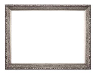 Beyaz arkaplanda izole edilmiş resimler, aynalar veya fotoğraf için gümüş çerçeve