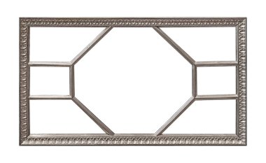 Beyaz arka planda izole edilmiş resimler, aynalar ya da fotoğraf için gümüş çerçeve. Kırpma yolu ile tasarım ögesi