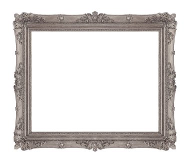 Beyaz arka planda izole edilmiş resimler, aynalar ya da fotoğraf için gümüş çerçeve. Kırpma yolu ile tasarım ögesi