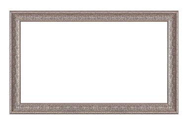 Beyaz arkaplanda izole edilmiş resimler, aynalar veya fotoğraf için panoramik gümüş çerçeve