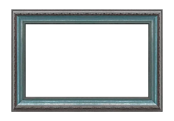 Stříbrný Rám Pro Obrazy Zrcadla Nebo Fotografie Izolované Bílém Pozadí — Stock fotografie