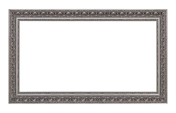白い背景に隔離された絵画 鏡や写真のためのパノラマの銀フレーム — ストック写真