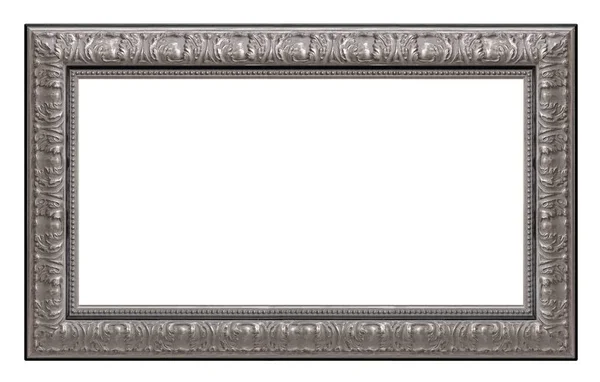 Panoramic Silver Frame Paintings Mirrors Photo Isolated White Background — Stock Photo, Image