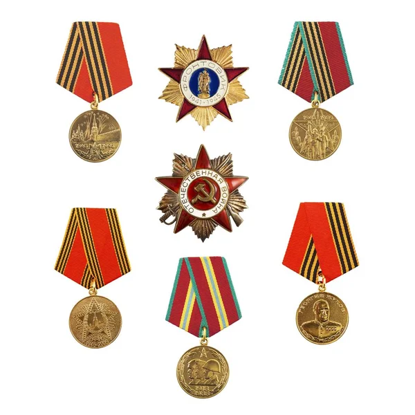 Mindemedalje Sovjetunionen Indskriften Medaljen Russisk Betyder Engelsk World War 1945 - Stock-foto