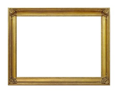 Beyaz arkaplanda izole edilmiş resimler, aynalar veya fotoğraf için altın çerçeve