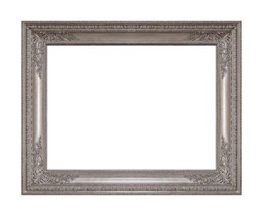 Beyaz arkaplanda izole edilmiş resimler, aynalar veya fotoğraf için gümüş çerçeve