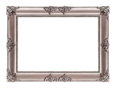 Beyaz arka planda izole edilmiş resimler, aynalar ya da fotoğraf için gümüş çerçeve. Kırpma yolu ile tasarım ögesi