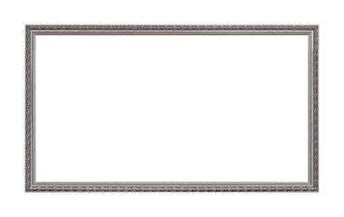 Beyaz arkaplanda izole edilmiş resimler, aynalar veya fotoğraf için panoramik gümüş çerçeve