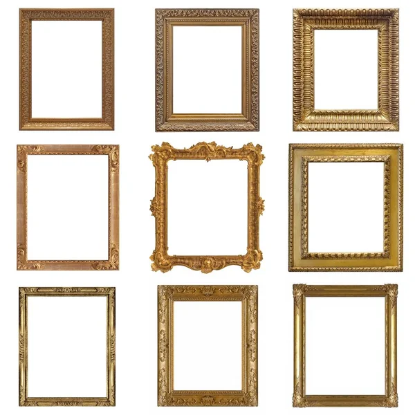 Set Gouden Frames Voor Foto Schilderijen Spiegels — Stockfoto