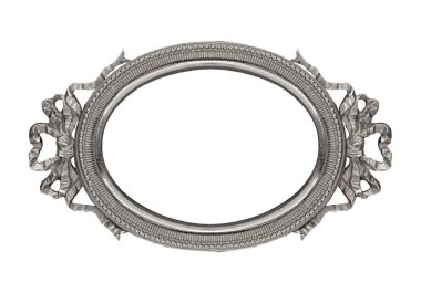 Beyaz arka planda izole edilmiş resimler, aynalar ya da fotoğraf için gümüş çerçeve. Kırpma yolu ile tasarım ögesi