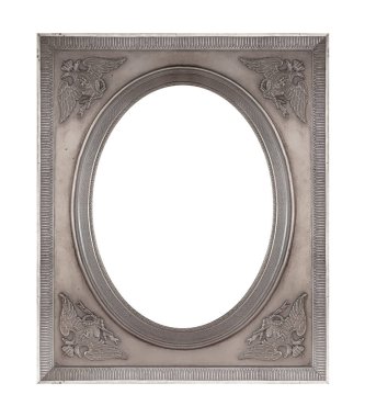 Beyaz arka planda izole edilmiş resimler, aynalar ya da fotoğraf için gümüş çerçeve. Kırpma yolu ile tasarım ögesi