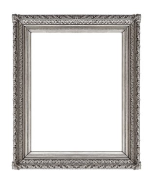 Beyaz arka planda izole edilmiş resimler, aynalar ya da fotoğraf için gümüş çerçeve. Kırpma yolu ile tasarım ögesi