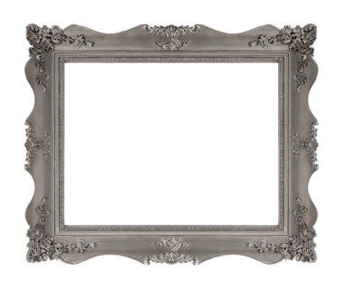 Beyaz arka planda izole edilmiş resimler, aynalar ya da fotoğraf için gümüş çerçeve. Kırpma yolu ile tasarım ögesi