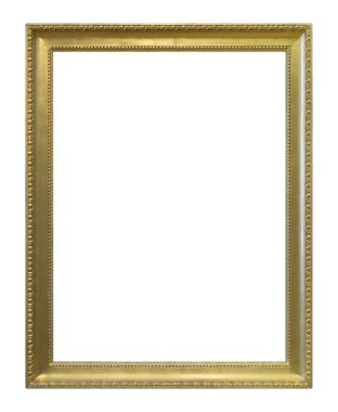 Beyaz arkaplanda izole edilmiş resimler, aynalar veya fotoğraf için altın çerçeve