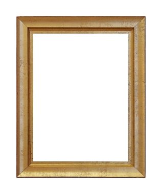 Beyaz arkaplanda izole edilmiş resimler, aynalar veya fotoğraf için altın çerçeve