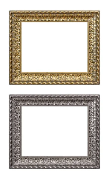 Moldura Dourada Prateada Para Pinturas Espelhos Fotos Isoladas Sobre Fundo — Fotografia de Stock