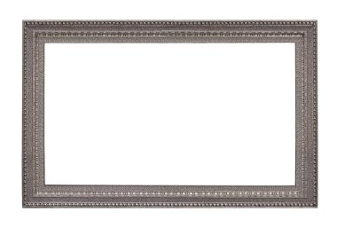 Beyaz arkaplanda izole edilmiş resimler, aynalar veya fotoğraf için panoramik gümüş çerçeve