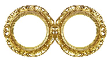 Çift Kişilik altın çerçeve (iki kanatlı tablo) resimleri, ayna veya fotoğraflar için. Tasarım öğesi kırpma yoluyla