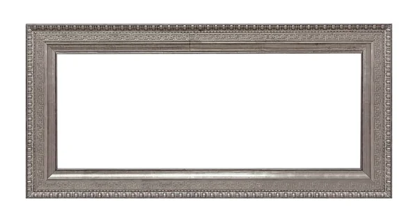 白い背景に隔離された絵画 鏡や写真のためのパノラマの銀フレーム — ストック写真