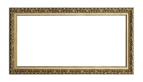 Panoramic Golden Frame Paintings Mirrors Photo Isolated White Background — Stock Photo, Image