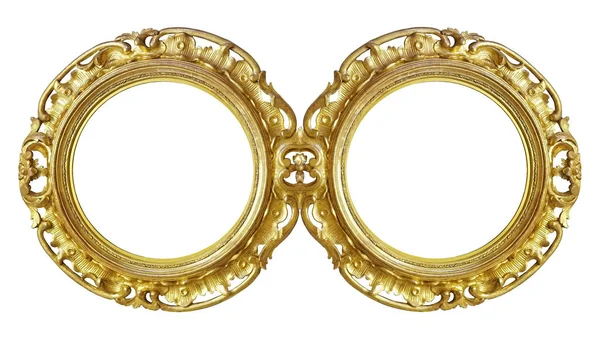 Moldura Dourada Dupla Díptico Para Pinturas Espelhos Fotos Elemento Design — Fotografia de Stock