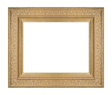 Beyaz arkaplanda izole edilmiş resimler, aynalar veya fotoğraf için altın çerçeve