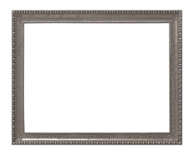 Beyaz arkaplanda izole edilmiş resimler, aynalar veya fotoğraf için gümüş çerçeve