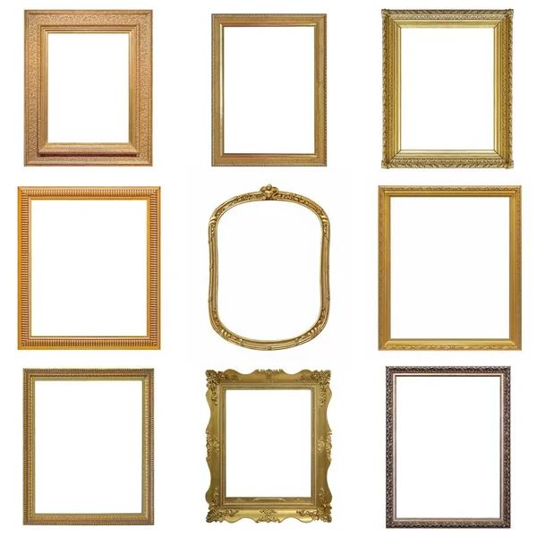 Set Gouden Frames Voor Foto Schilderijen Spiegels — Stockfoto