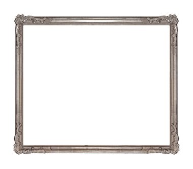 Beyaz arka planda izole edilmiş resimler, aynalar ya da fotoğraf için gümüş çerçeve. Kırpma yolu ile tasarım ögesi
