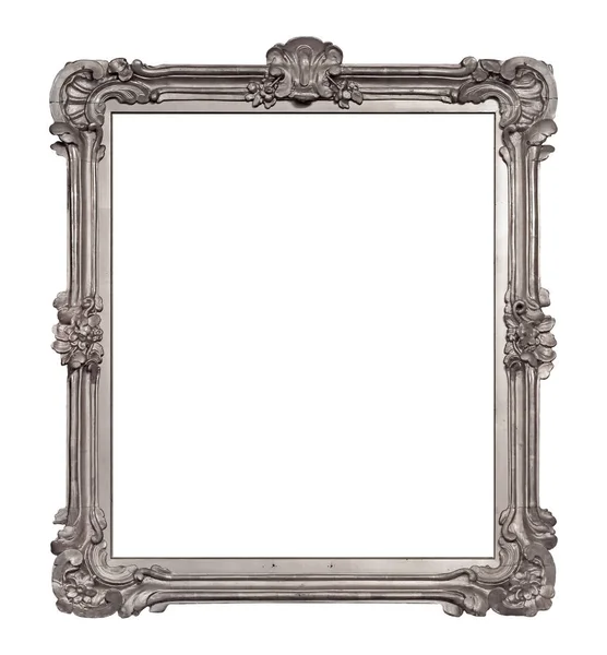 Silver Frame Paintings Mirrors Photo Isolated White Background Design Element — Stock Photo, Image